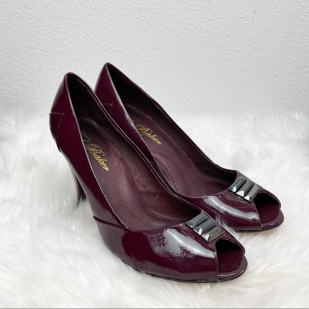 Vintage Ted Baker Wizcon Burgundy Peep Toe Heels